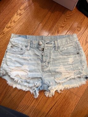 American Eagle Outfitters Light Blue Distressed Denim Cutoff Shorts